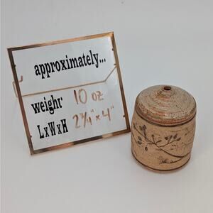 VTG Studio Pottery Bud Vase Hand Thrown Stoneware Etched Botanical Artist Signed